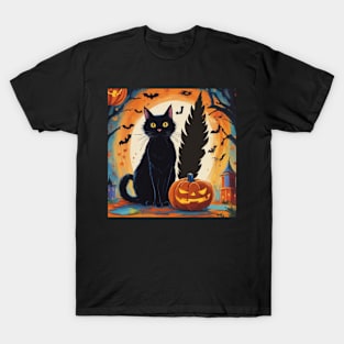 Black Cat Halloween T-Shirt